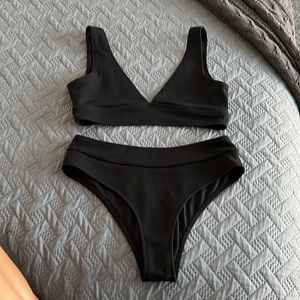 Black bikini set high waisted